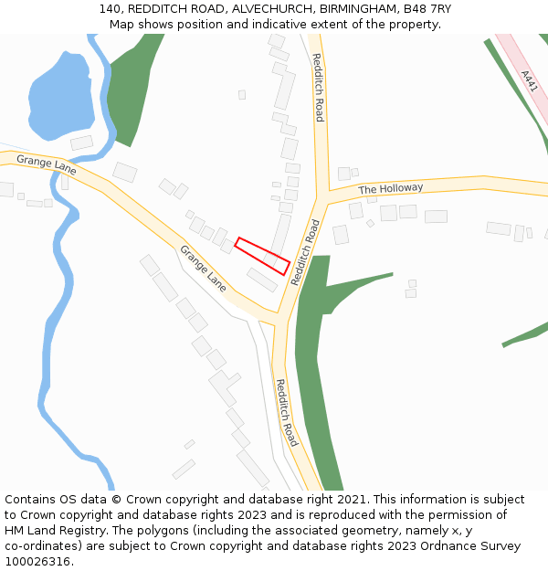 140, REDDITCH ROAD, ALVECHURCH, BIRMINGHAM, B48 7RY: Location map and indicative extent of plot
