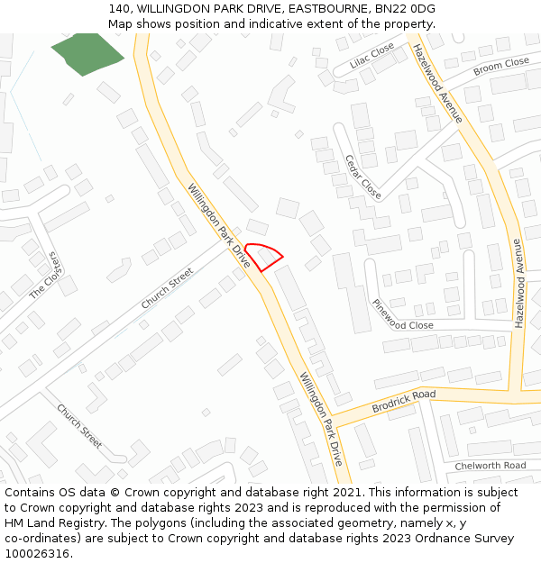 140, WILLINGDON PARK DRIVE, EASTBOURNE, BN22 0DG: Location map and indicative extent of plot