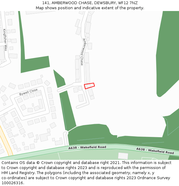 141, AMBERWOOD CHASE, DEWSBURY, WF12 7NZ: Location map and indicative extent of plot