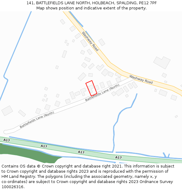 141, BATTLEFIELDS LANE NORTH, HOLBEACH, SPALDING, PE12 7PF: Location map and indicative extent of plot