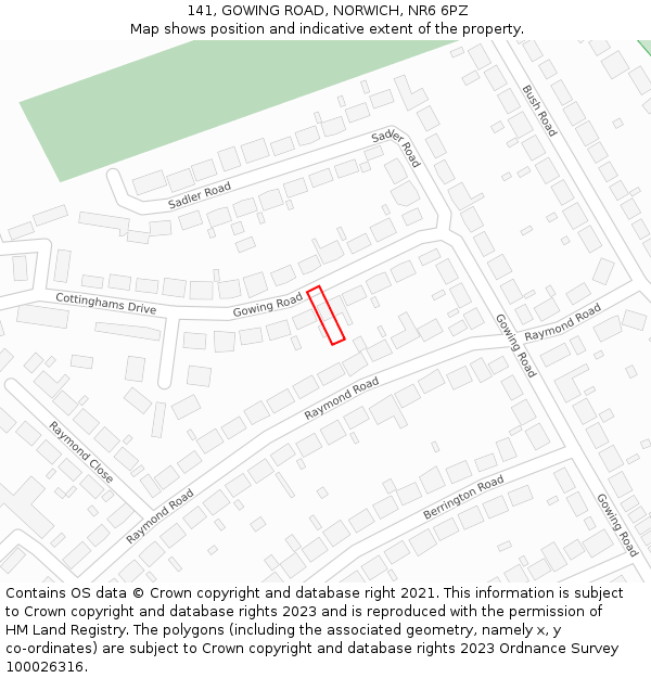 141, GOWING ROAD, NORWICH, NR6 6PZ: Location map and indicative extent of plot