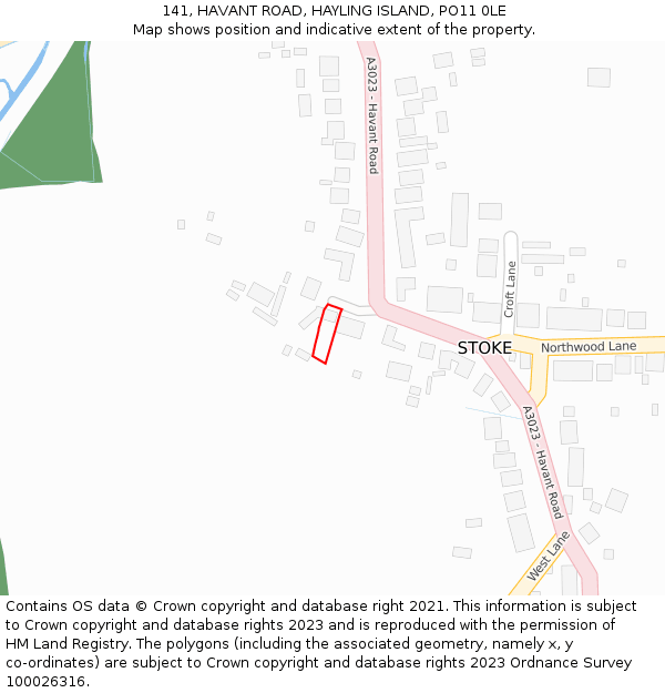 141, HAVANT ROAD, HAYLING ISLAND, PO11 0LE: Location map and indicative extent of plot
