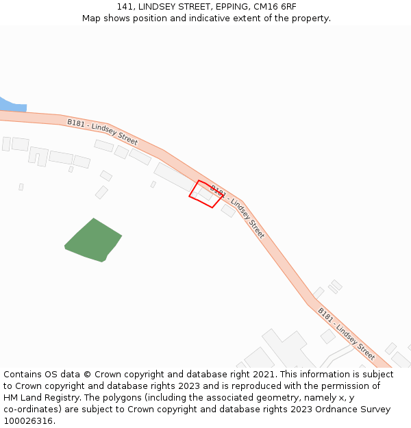 141, LINDSEY STREET, EPPING, CM16 6RF: Location map and indicative extent of plot