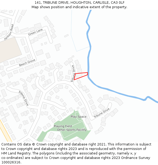 141, TRIBUNE DRIVE, HOUGHTON, CARLISLE, CA3 0LF: Location map and indicative extent of plot
