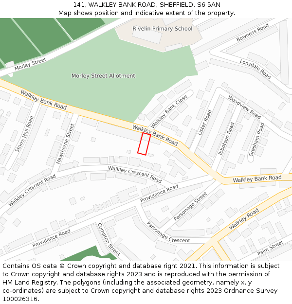 141, WALKLEY BANK ROAD, SHEFFIELD, S6 5AN: Location map and indicative extent of plot