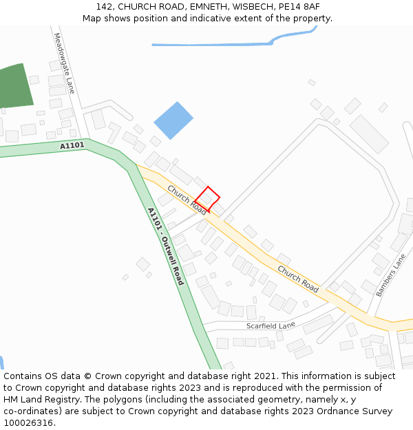 142, CHURCH ROAD, EMNETH, WISBECH, PE14 8AF: Location map and indicative extent of plot