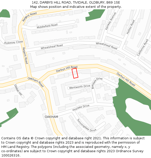 142, DARBYS HILL ROAD, TIVIDALE, OLDBURY, B69 1SE: Location map and indicative extent of plot