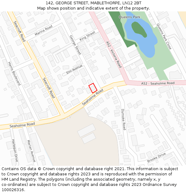 142, GEORGE STREET, MABLETHORPE, LN12 2BT: Location map and indicative extent of plot
