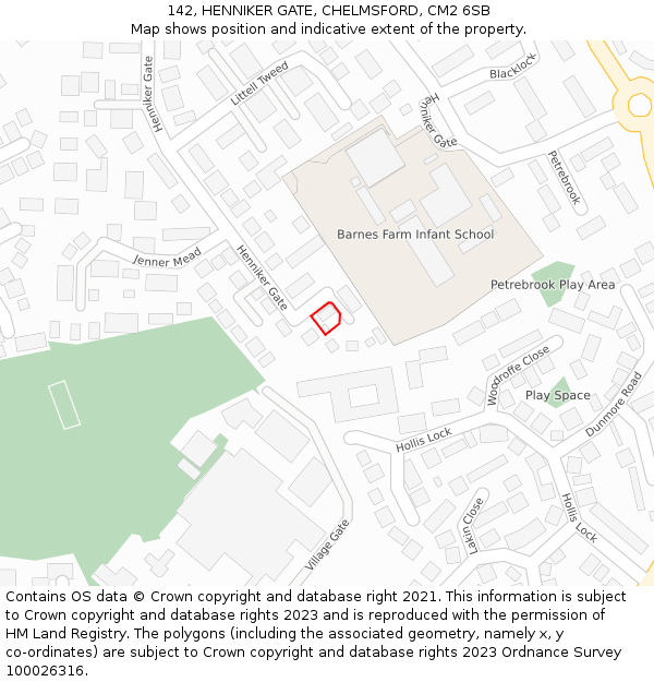 142, HENNIKER GATE, CHELMSFORD, CM2 6SB: Location map and indicative extent of plot