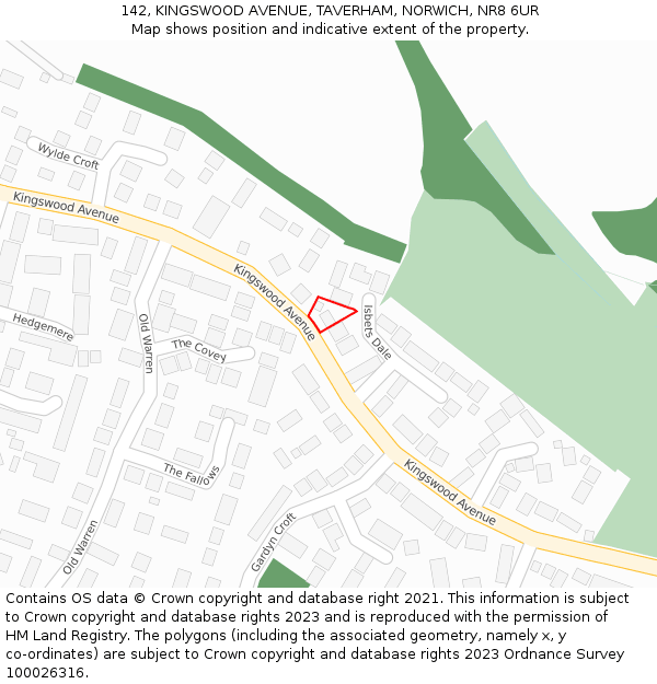 142, KINGSWOOD AVENUE, TAVERHAM, NORWICH, NR8 6UR: Location map and indicative extent of plot