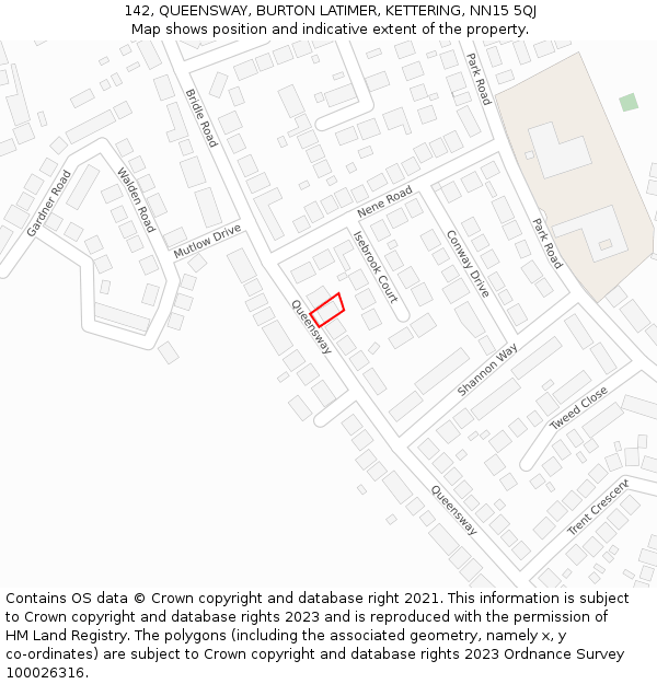 142, QUEENSWAY, BURTON LATIMER, KETTERING, NN15 5QJ: Location map and indicative extent of plot
