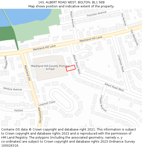 143, ALBERT ROAD WEST, BOLTON, BL1 5EB: Location map and indicative extent of plot