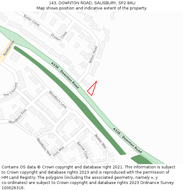 143, DOWNTON ROAD, SALISBURY, SP2 8AU: Location map and indicative extent of plot