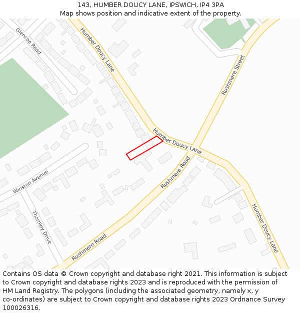143, HUMBER DOUCY LANE, IPSWICH, IP4 3PA: Location map and indicative extent of plot