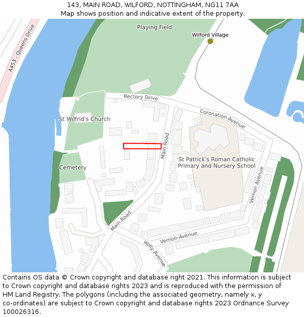 143, MAIN ROAD, WILFORD, NOTTINGHAM, NG11 7AA: Location map and indicative extent of plot