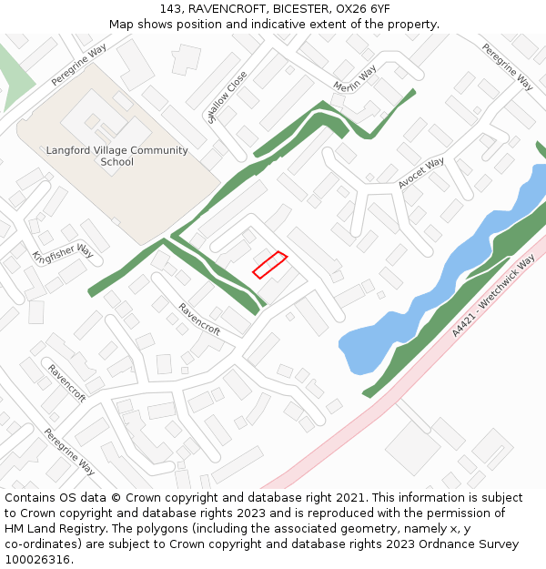 143, RAVENCROFT, BICESTER, OX26 6YF: Location map and indicative extent of plot