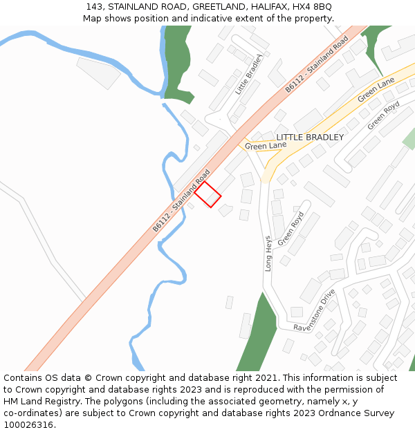 143, STAINLAND ROAD, GREETLAND, HALIFAX, HX4 8BQ: Location map and indicative extent of plot