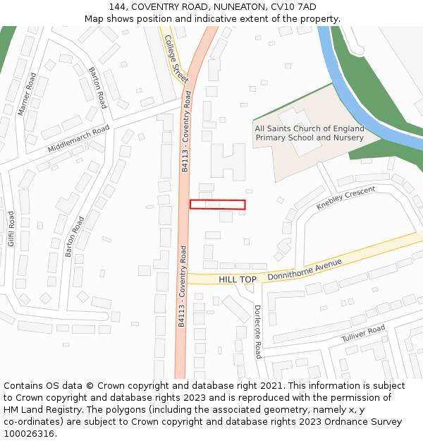 144, COVENTRY ROAD, NUNEATON, CV10 7AD: Location map and indicative extent of plot
