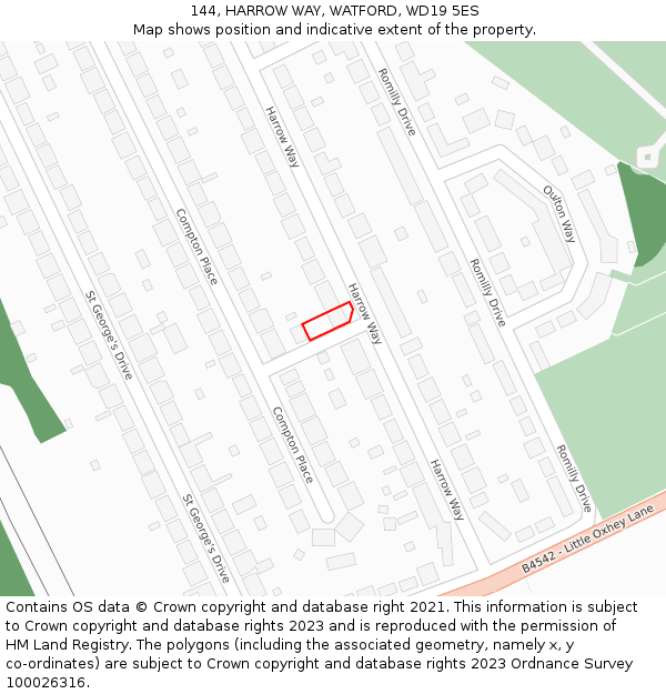 144, HARROW WAY, WATFORD, WD19 5ES: Location map and indicative extent of plot
