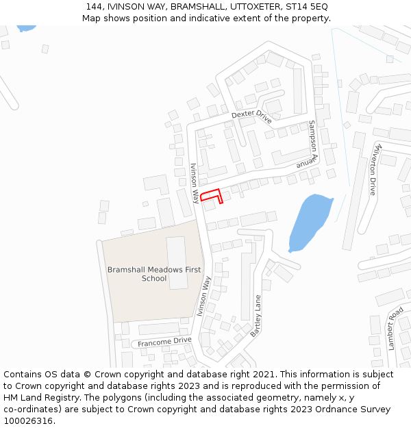 144, IVINSON WAY, BRAMSHALL, UTTOXETER, ST14 5EQ: Location map and indicative extent of plot