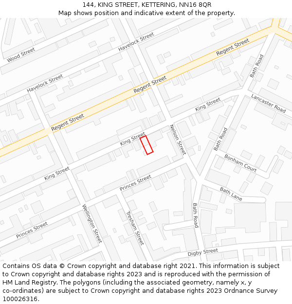 144, KING STREET, KETTERING, NN16 8QR: Location map and indicative extent of plot