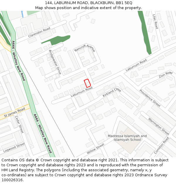 144, LABURNUM ROAD, BLACKBURN, BB1 5EQ: Location map and indicative extent of plot