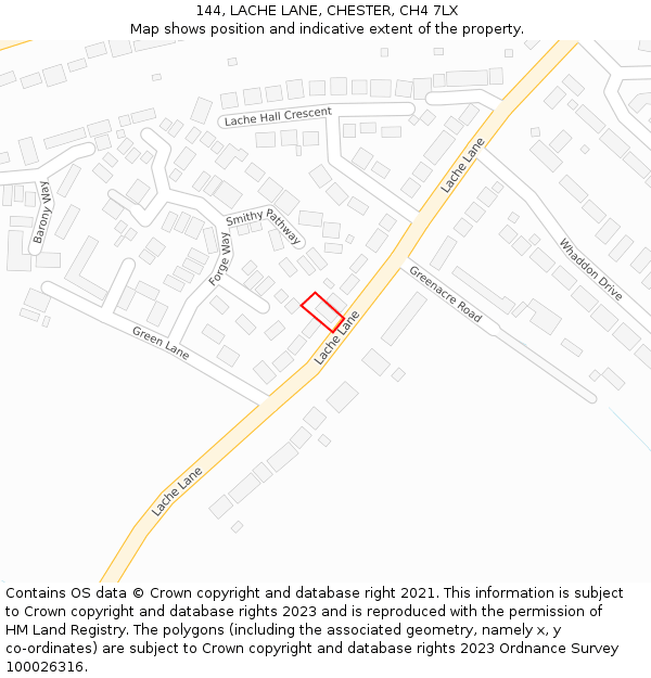 144, LACHE LANE, CHESTER, CH4 7LX: Location map and indicative extent of plot