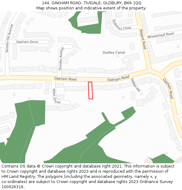144, OAKHAM ROAD, TIVIDALE, OLDBURY, B69 1QQ: Location map and indicative extent of plot