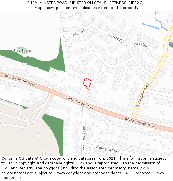 144A, MINSTER ROAD, MINSTER ON SEA, SHEERNESS, ME12 3JH: Location map and indicative extent of plot