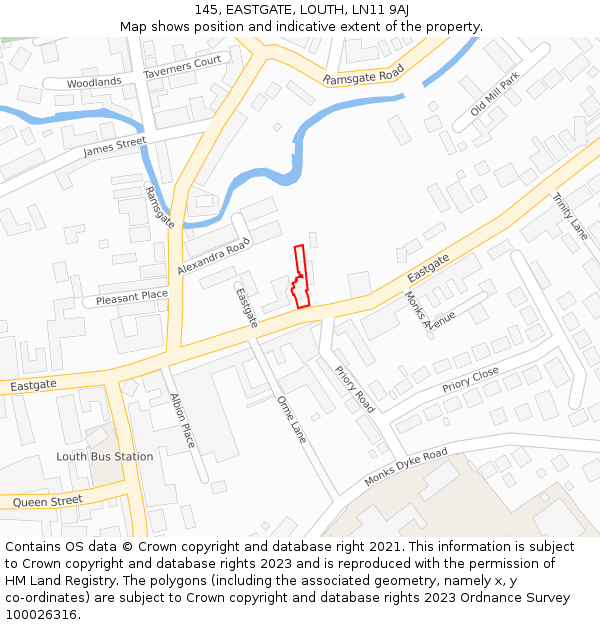 145, EASTGATE, LOUTH, LN11 9AJ: Location map and indicative extent of plot