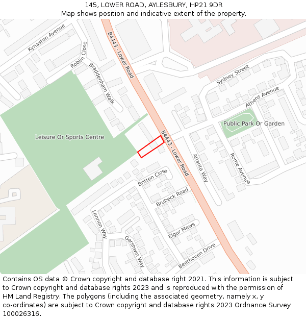 145, LOWER ROAD, AYLESBURY, HP21 9DR: Location map and indicative extent of plot