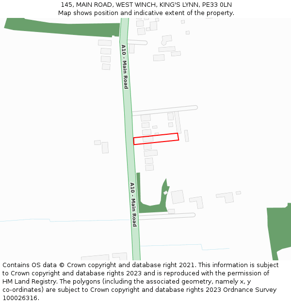 145, MAIN ROAD, WEST WINCH, KING'S LYNN, PE33 0LN: Location map and indicative extent of plot