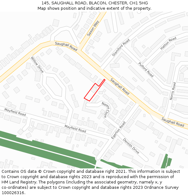 145, SAUGHALL ROAD, BLACON, CHESTER, CH1 5HG: Location map and indicative extent of plot