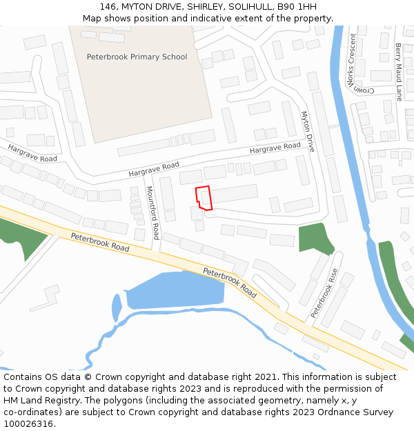 146, MYTON DRIVE, SHIRLEY, SOLIHULL, B90 1HH: Location map and indicative extent of plot