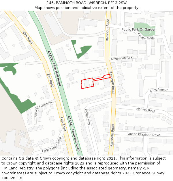 146, RAMNOTH ROAD, WISBECH, PE13 2SW: Location map and indicative extent of plot