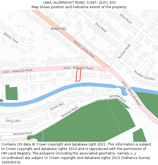 146A, ALDERSHOT ROAD, FLEET, GU51 3GY: Location map and indicative extent of plot