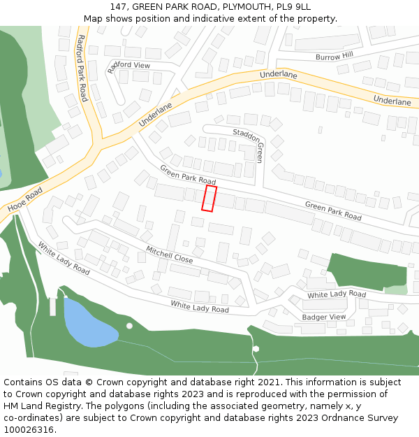 147, GREEN PARK ROAD, PLYMOUTH, PL9 9LL: Location map and indicative extent of plot