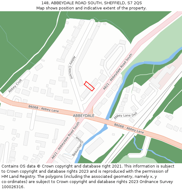 148, ABBEYDALE ROAD SOUTH, SHEFFIELD, S7 2QS: Location map and indicative extent of plot
