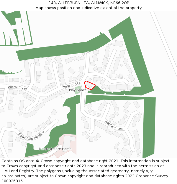 148, ALLERBURN LEA, ALNWICK, NE66 2QP: Location map and indicative extent of plot