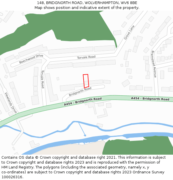 148, BRIDGNORTH ROAD, WOLVERHAMPTON, WV6 8BE: Location map and indicative extent of plot