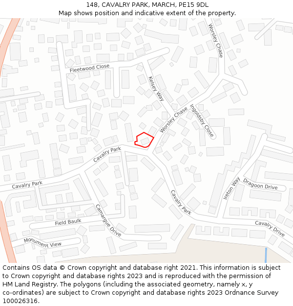 148, CAVALRY PARK, MARCH, PE15 9DL: Location map and indicative extent of plot