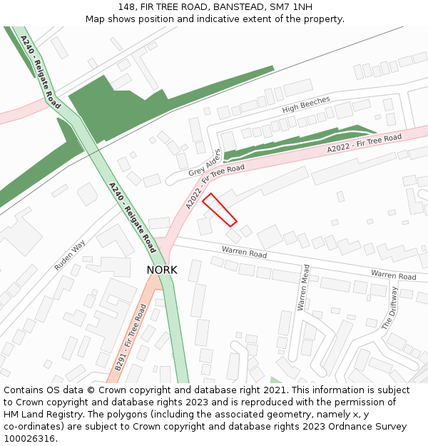 148, FIR TREE ROAD, BANSTEAD, SM7 1NH: Location map and indicative extent of plot