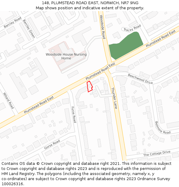 148, PLUMSTEAD ROAD EAST, NORWICH, NR7 9NG: Location map and indicative extent of plot