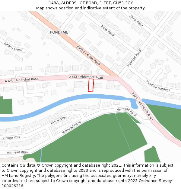 148A, ALDERSHOT ROAD, FLEET, GU51 3GY: Location map and indicative extent of plot