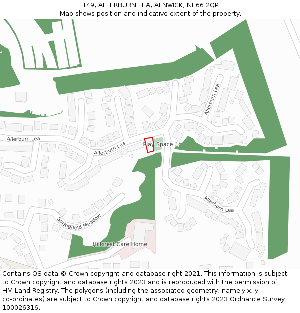 149, ALLERBURN LEA, ALNWICK, NE66 2QP: Location map and indicative extent of plot