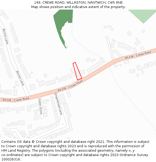 149, CREWE ROAD, WILLASTON, NANTWICH, CW5 6NE: Location map and indicative extent of plot