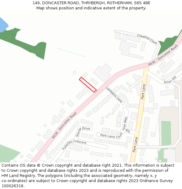 149, DONCASTER ROAD, THRYBERGH, ROTHERHAM, S65 4BE: Location map and indicative extent of plot
