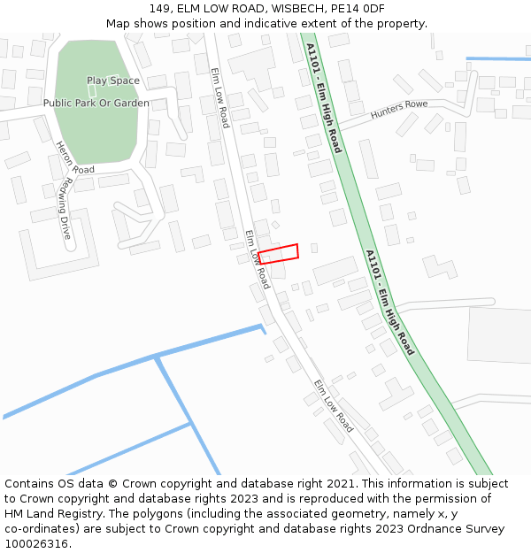 149, ELM LOW ROAD, WISBECH, PE14 0DF: Location map and indicative extent of plot