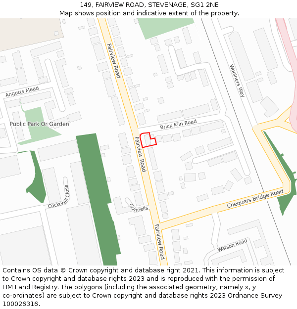 149, FAIRVIEW ROAD, STEVENAGE, SG1 2NE: Location map and indicative extent of plot