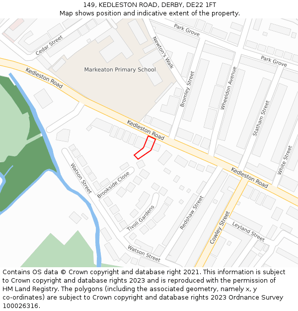 149, KEDLESTON ROAD, DERBY, DE22 1FT: Location map and indicative extent of plot